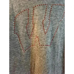 Wisconsin Badgers Studded Grey Shirt Women's XLarge Bling Embellished